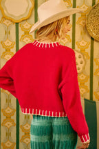 BiBi Christmas Theme Sweater Sequin Lattering Womens Red Knit Pullover 67d4f07ad7324c44be148ac072d9038f-Max-Origin Trendsi