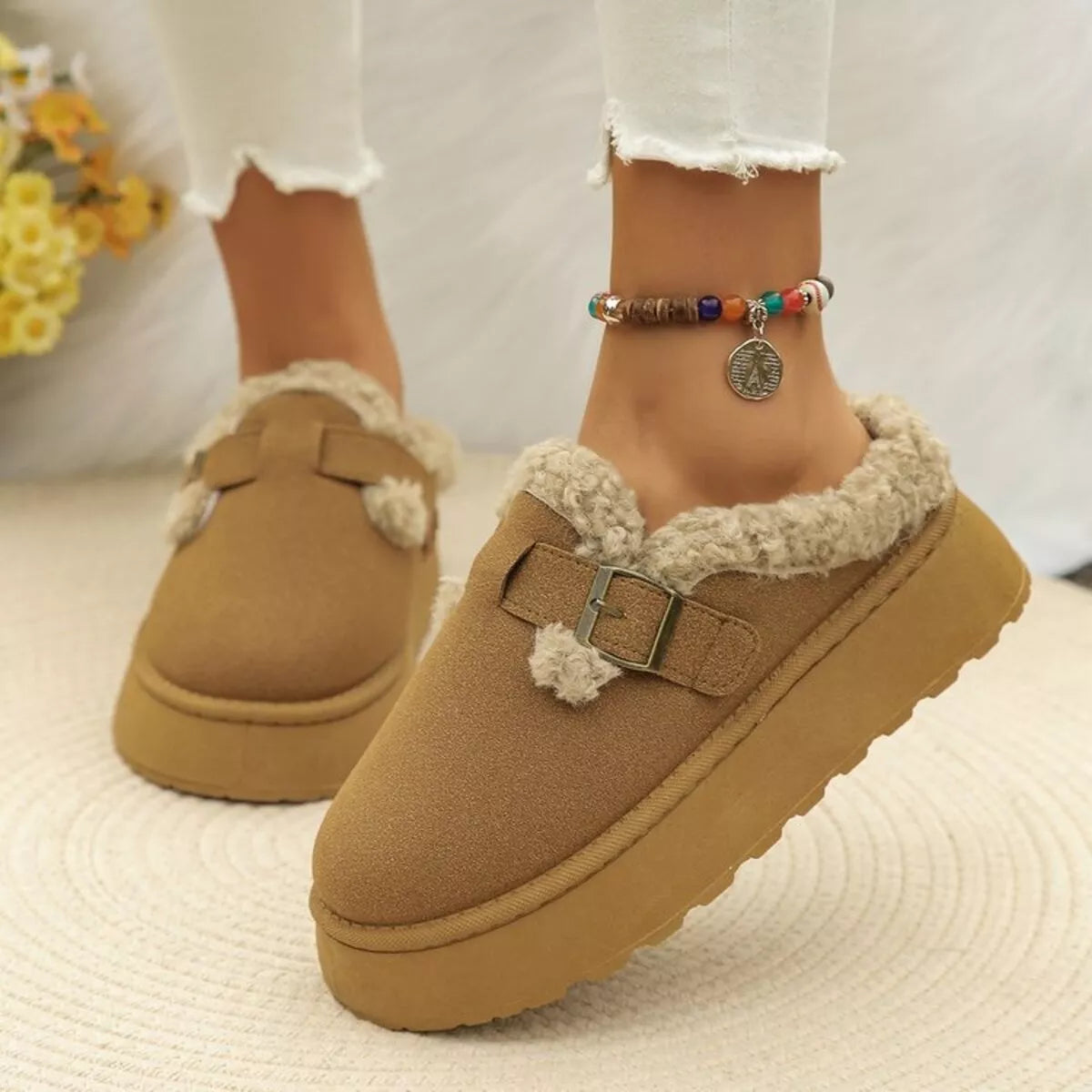 Women's Slip-Ons Fluff Fleece-Lined Round Toe Platform Mid Heels Shoes 6808cd409e2e414bacc10a89eb0f8e9e-Max-Origin Trendsi