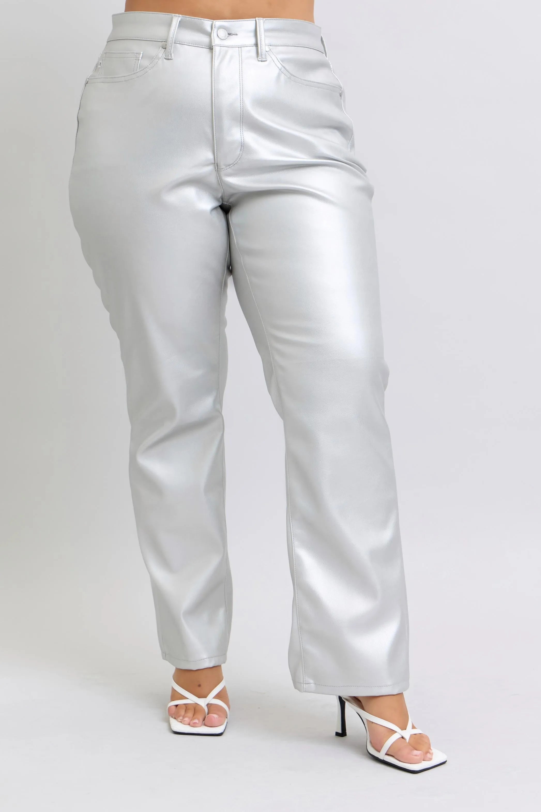 Judy Blue Silver Faux Leather Pants High Waist Straight 680a14d3-7555-4574-96f5-5b57d7f32051-Max-Origin Trendsi