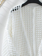 Cardigan Openwork Open Front Long Sleeve Knitwear 680b9c7b-3093-481f-a983-f1414b3f322a-Max Trendsi