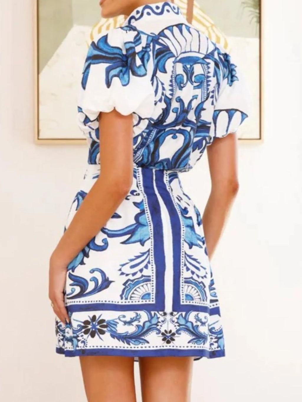 Women's Outfit Set Printed Top Puff Short Sleeve and Zip Back Skirt Sets 680f63c8-834f-4900-9a9c-ba66680d4acf-Max-Origin Trendsi