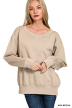 Zenana Fleece Womens Sweatshirt Ash Mocha Boat Neck Long Sleeve Top 683ac544d1764a4e944b48d3d5c365f8-Max-Origin Trendsi