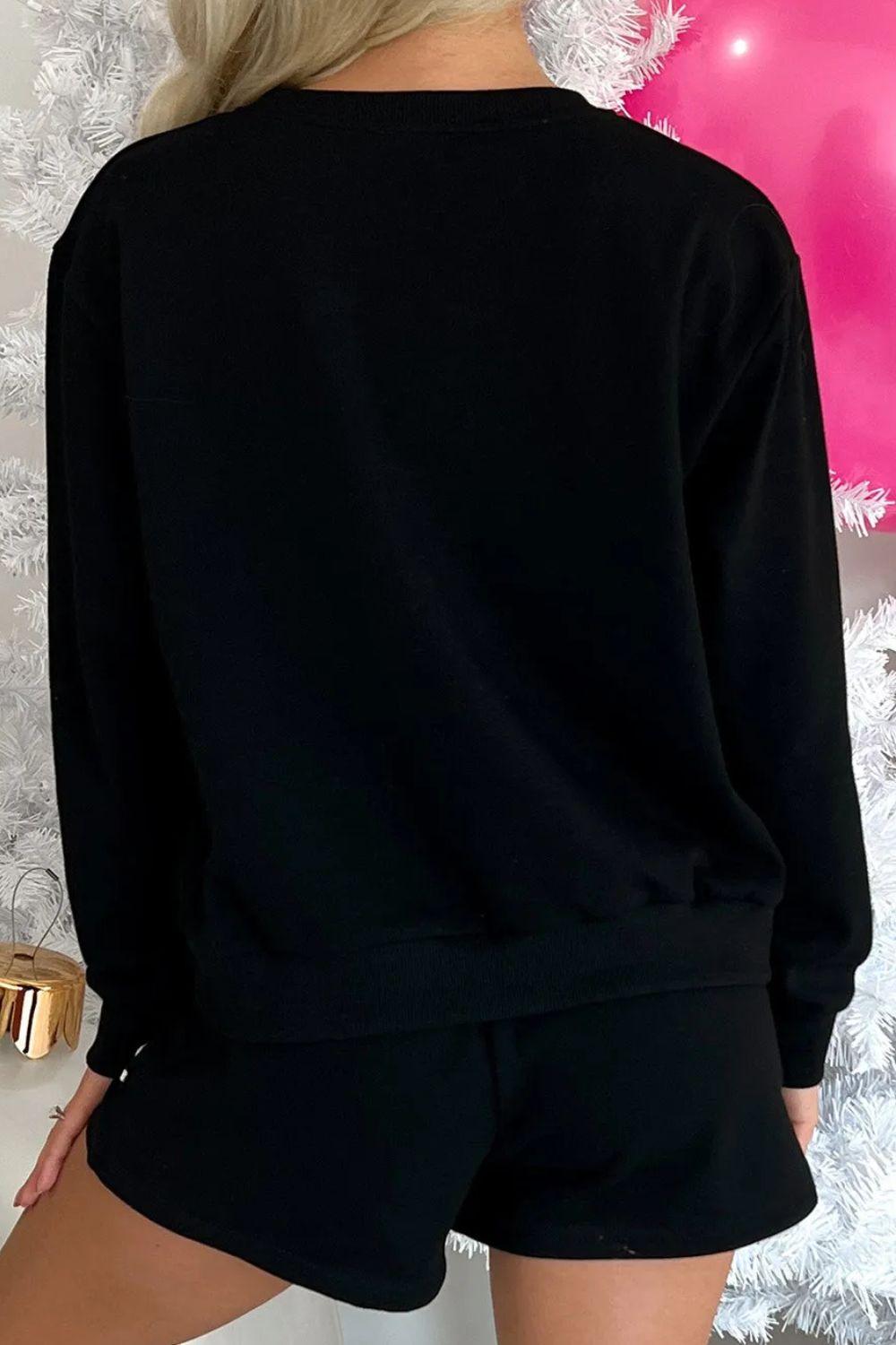 Loungewear Christmas Set MERRY Sequin Round Neck Long Sleeve Top and Shorts Set 683d1f12-7c0f-4714-bbe5-d954e53bb2dc-Max Trendsi