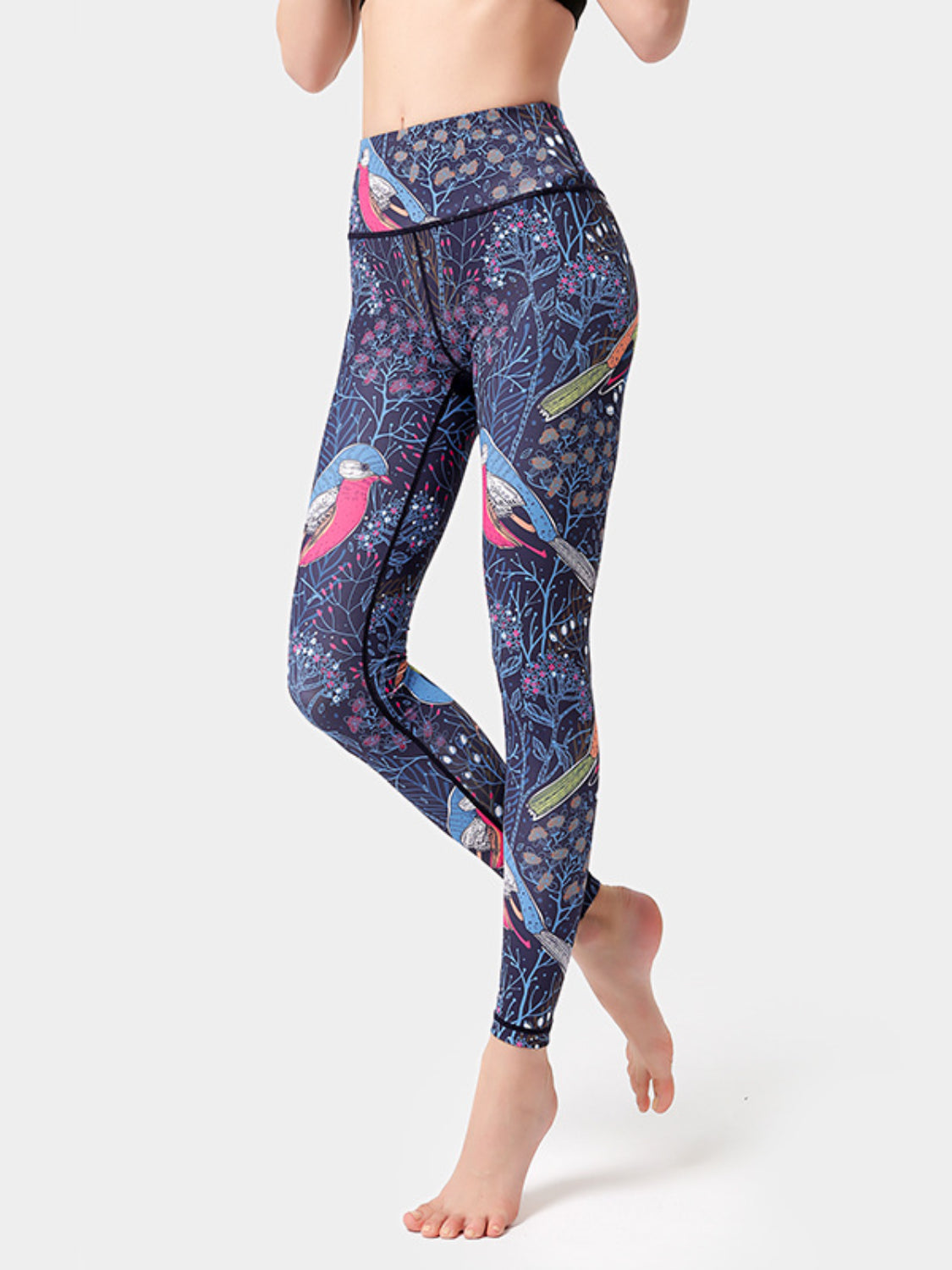 Active Leggings Floral Colorful Printed High Waist Highly stretchy Fuchsia Pink 6856197a-5765-4ded-be12-2c9bf77c3f46-Max Trendsi