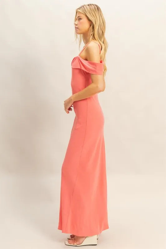 HYFVE Maxi Dress Pink Flattering Fit Cami Asymmetrical Ruffled 686c9db9e2a143179ea7630bc009342d-Max-Origin Trendsi