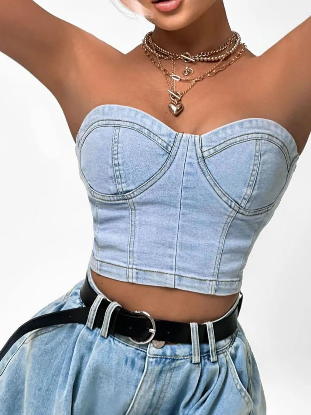 Women's Denim Set Sweetheart Neck Tube Top and Shorts Two-piece 6871edf5-4b56-4282-8fc2-08380dae792f-Max-Origin Trendsi