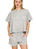 Zenana Halo Snow Washed Boxy Top & Shorts Set Women’s Lounge Summer S‑L