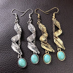 Alloy Leaf Pendant Earrings Artificial Turquoise 9K gold-plated Fashion Jewelry 68a64ed2-752a-422a-82af-ddef488ec466-Max Trendsi