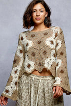 POL Crochet Cropped Top Floral Mocha Weave Pattern with Beads Detail MOCHA MULTI One Size 68c0fd66-c598-45a9-84cc-136b20ab64a8-Max-Origin Trendsi