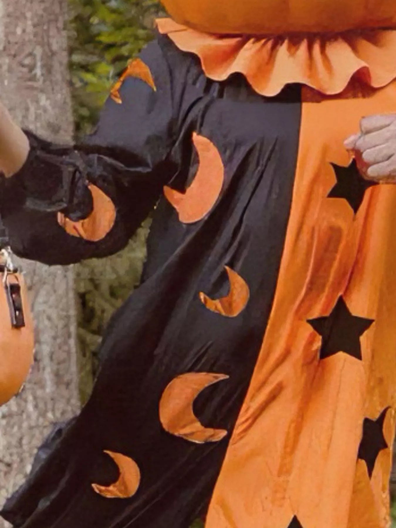 Halloween Jumpsuit Two-Tone Star & Moon Print Orange Zipper Overall 68c151e8-8e75-49cc-ab84-89efcaebfb51-Max-Origin Trendsi
