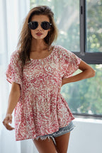 BiBi Blouse Leopard Print Deep Rose Gauze Woven Flutter Short Sleeve Top Deep Rose 68c4bd29-1dd9-4d69-8c5f-468699ad439d-Max Trendsi