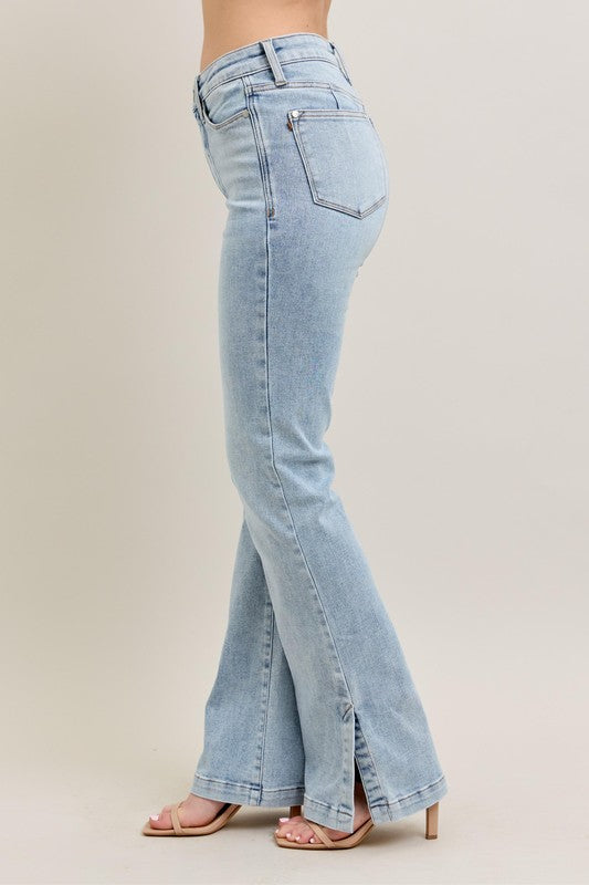 Judy Blue Jeans Tummy Control Light Wash Side Slit Slim Boot Denim Pants 68d52efb-af58-4109-ad6c-dabb558b7304-Max Trendsi