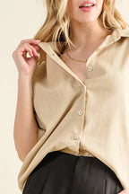 And The Why Oversized Shirt Collared Buttoned Short Sleeve Top 6910678940da47d3bfc7d50e332d8d0f-Max-Origin Trendsi