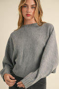 Mable Gray Sweater Round Neck Dolman Sleeve Cropped Basic Style H Grey 691756df-7ff4-43e3-a105-836b63c648a7-Max Trendsi