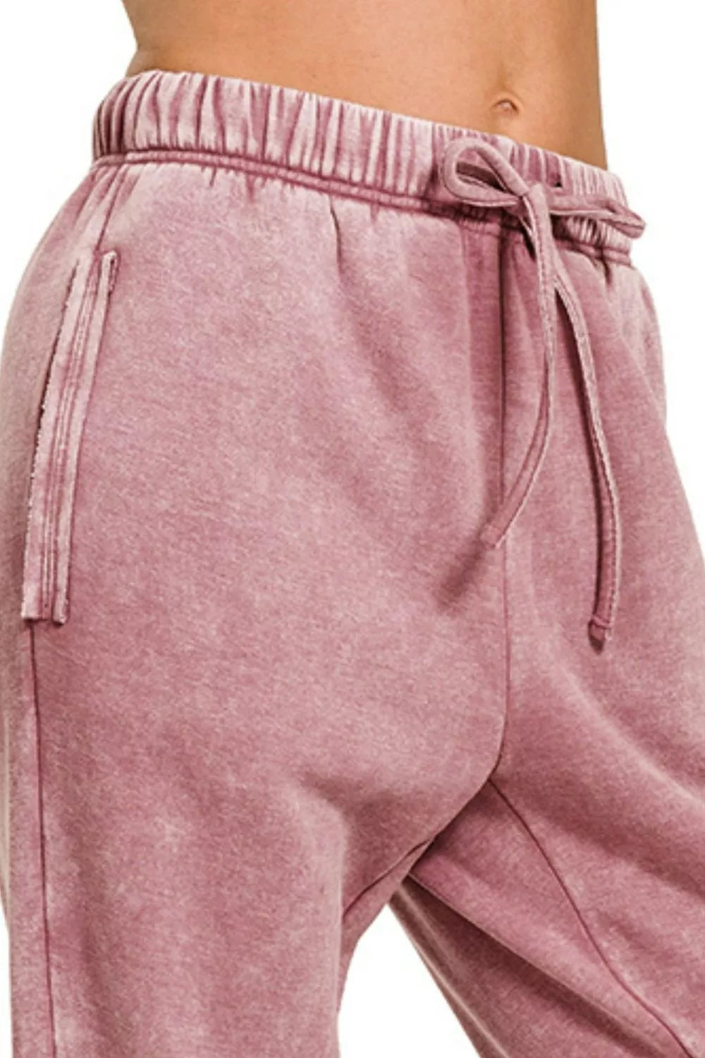 Zenana Sweatpants Light Rose Acid Wash Fleece with Pockets for Woman 692a86eb-5dfa-4fae-ab75-f332b8b47863-Max-Origin Trendsi