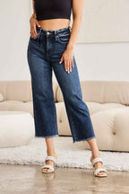 Plus Size Tummy Control High Waist Raw Hem Jeans Denim Pants 693e6add-d953-408f-805f-d0430e7e1bbb-Max Trendsi
