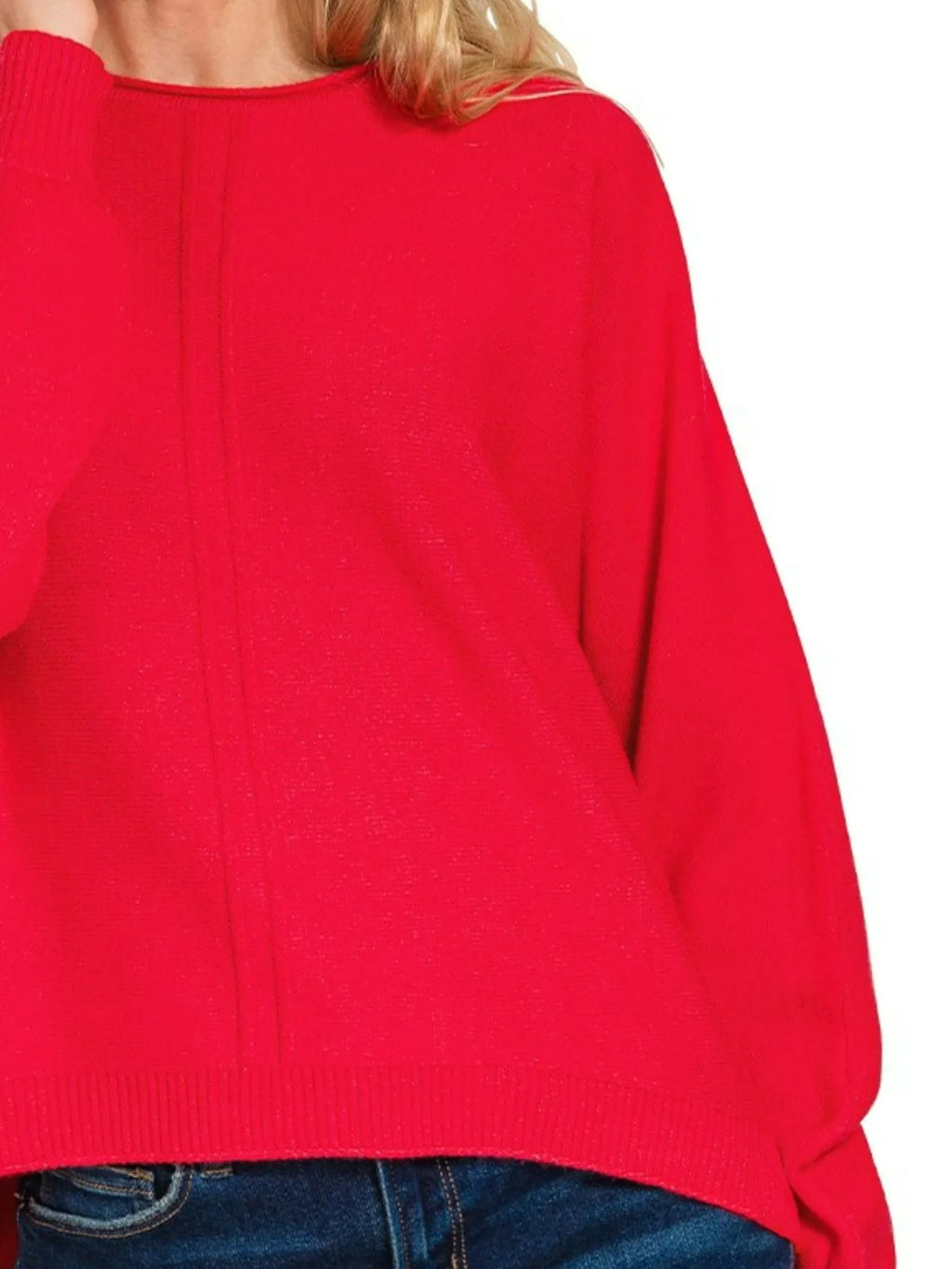 Zenana Sweater Hot Red Viscose Front Seam Round-Neck Ribbed Pullover 6978f7e5-9a22-41af-92e2-3f9f2ff9c194-Max-Origin Trendsi