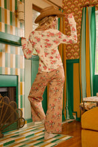 BiBi Womens Knit Top Floral Print Washed Waffle Thermal Blouse 698ecc308f084b70b23c148a5d060455-Max-Origin Trendsi