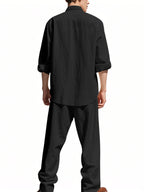Men's Outfit Set Button Up Shirt Long Sleeve Lightweight and Pants Two-piece 69aee48124a64a82b3809408ab73a89d-Max-Origin Trendsi