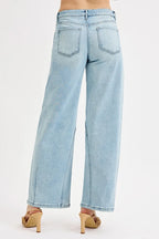 RISEN Women's Barrel Jeans Mid Rise Fit Light Washed Denim Pants 69ba895dd2694c9886200c510cf5a9a9-Max-Origin Trendsi