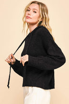 Davi & Dani Hooded Women Sweater Black Knit Drop Shoulder Long Sleeve 69bbb963-8c2c-4e07-8b92-10412f8415f8-Max Trendsi