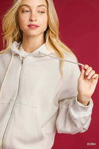 Umgee Womens Fleece Hooded Jacket Zip-Up Ecru Outwear 69bc4a03-5927-4e65-b7ec-122b97906e04-Max-Origin Trendsi