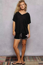 POL Ribbed Women T-Shirt Black Knit V-Neck Short Sleeve Top 69d7c5cc-f470-4062-9c5a-4e4de30bd4bb-Max-Origin Trendsi