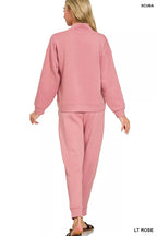 Zenana Jogger Set Light Rose Scuba Half Zip Pullover and Pants for Woman 69db182fcee0493397fca9f80a3f01c6-Max-Origin Trendsi