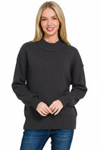 Zenana Womens Sweater Black Knit Wide Neckband Drop Shoulder Long Sleeve 69e2d03d-395f-4947-ab3d-188b801240bc-Max-Origin Trendsi