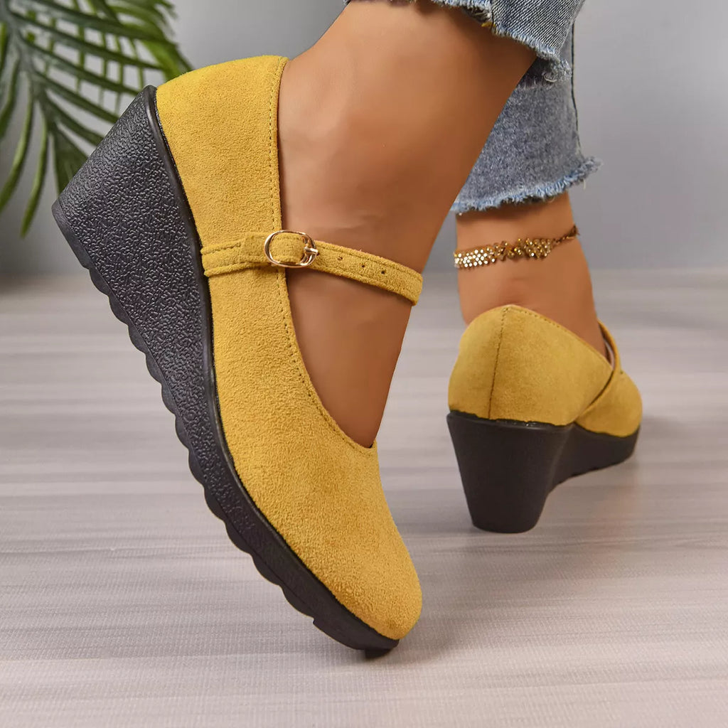Women's Loafers Faux Suede Round Toe Wedge High Heels Shoes 69e8a0ae5a3e4e51961f81c5f7abb60f-Max-Origin Trendsi
