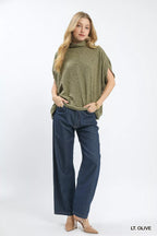 Umgee Womens Textured Blouse Olive Mock Neck Relaxed Top 69f38d08-7f73-4fb7-abde-de9cecb86542-Max-Origin Trendsi