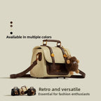 Fashionable Small Square Handbag Women's Two-Tone Brown Mini Flap Crossbody Bag