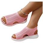 Platform Sandals Women's Hollow out Breathable Mesh Open-Toe Mid-Heel Sandals