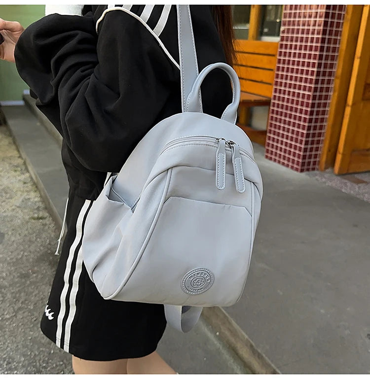 Casual Mini Nylon Backpack Bag Women's Simple Solid Casual Lightweight Schoolbags