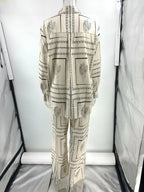 Women's Casual Fashion Outfit Set Cactus Print Long Sleeve Shirt Wide Leg Pants
