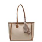 Contrast Trim Tote Bag Large Women Shoulder Handbag Casual Fashion Shopper