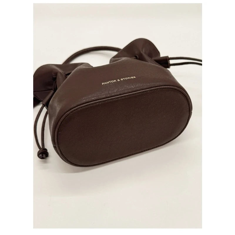 Drawstring Bucket Women's Mini Casual Fashion Crossbody Bag Pu Leather