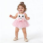 Baby Girl Easter Bunny Tutu Romper Cute 3D Rabbit Ear Infants Bodysuit + Fluffy Tulle Skirt One-Piece Newborns