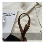 Women's Bucket Bag Small Coffee Brown PU Leather Two-Tone Casual Crossbody