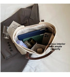Casual Women's Shoulder Bag Pu Leather Zipper Contrast Strap Tote Bag Medium