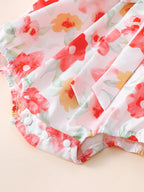 Kids Floral Print Bodysuit & Headband Set Baby Girl Outfit Romper 2pcs 0-18M