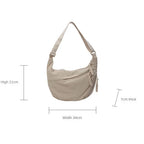 Lightweight Nylon Crossbody Bag Beige Casual Sports Hobos Dumpling Bag Women's