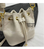 Women's Bucket Chunky Chain Strap Drawstring Mini Casual Crossbody Bag