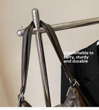 Women's Large Shoulder Bags Pu Leather Black Outer Zip Pocket Casual Handbag