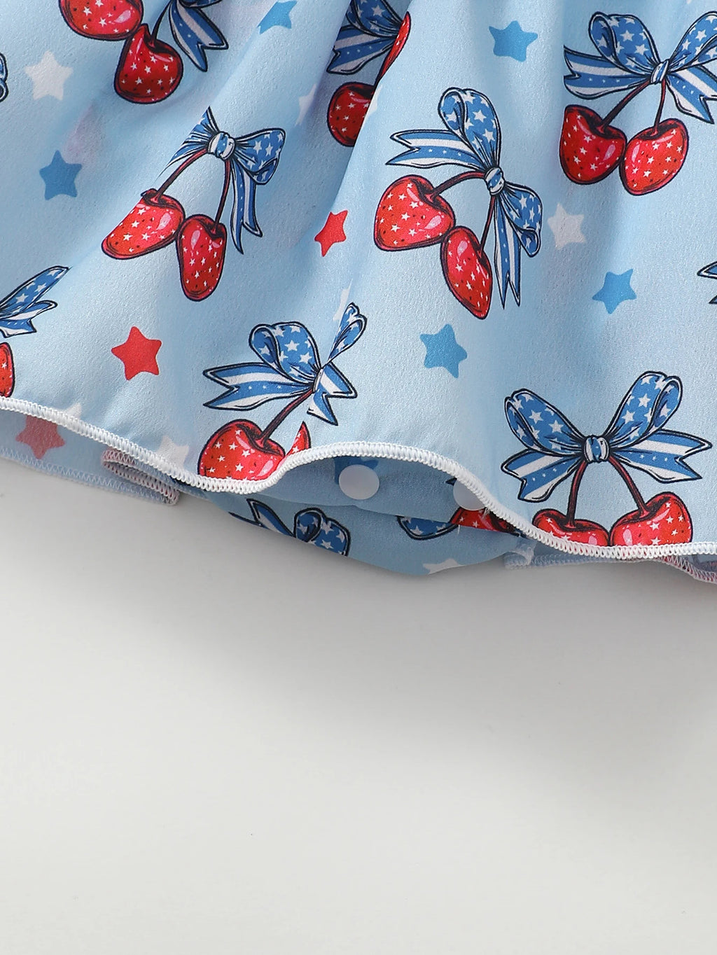 Children's Cherry Print Bodysuit Dress & Headband Set Blue Baby Toddler Cute Outfit