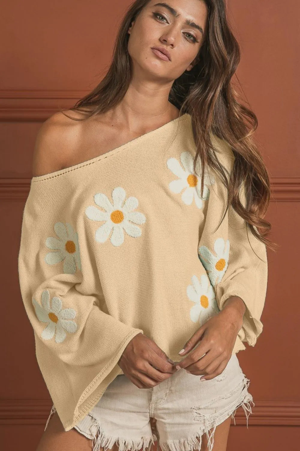 BiBi Knit Top Flower Embroidery Loose Fit Long Sleeve Oversized OATMEAL 6a206557-b8f9-4932-95ad-7687f8c3489b-Max-Origin Trendsi