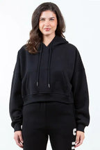 American Bazi Black Cropped Hoodie Women's Letter Graphic Long Sleeve Top 6a4f2c54-1126-44fd-9eb0-ba7b60b2438e-Min Trendsi