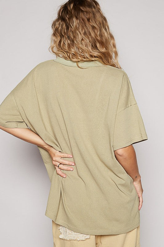 POL Women T-Shirt V-Neck Half Sleeve Dried Moss Cotton Blend Top Tees 6a5a466f-5340-4b4c-b542-adea5685fb27-Max Trendsi