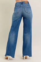 Judy Blue Jeans High Waist Tummy Control Chew Hem Destroy Wide Denims 6a6a2daf9cdd4901915738c3a7740ab2-Max-Origin Trendsi