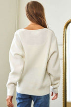 Davi & Dani White Cardigan Flower Embroidered Button Up Long Sleeve Knitwear 6a744bce-c03a-4925-b15e-0a7a3eb74d08-Max Trendsi